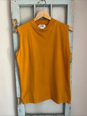 Vintage New Wave To fun and women’s  Sleeveless Crewneck tank  in Mustard